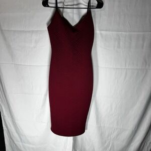 Olive Tree Maroon Spaghetti‎ Strap Pencil Dress Geometric Pattern Medium